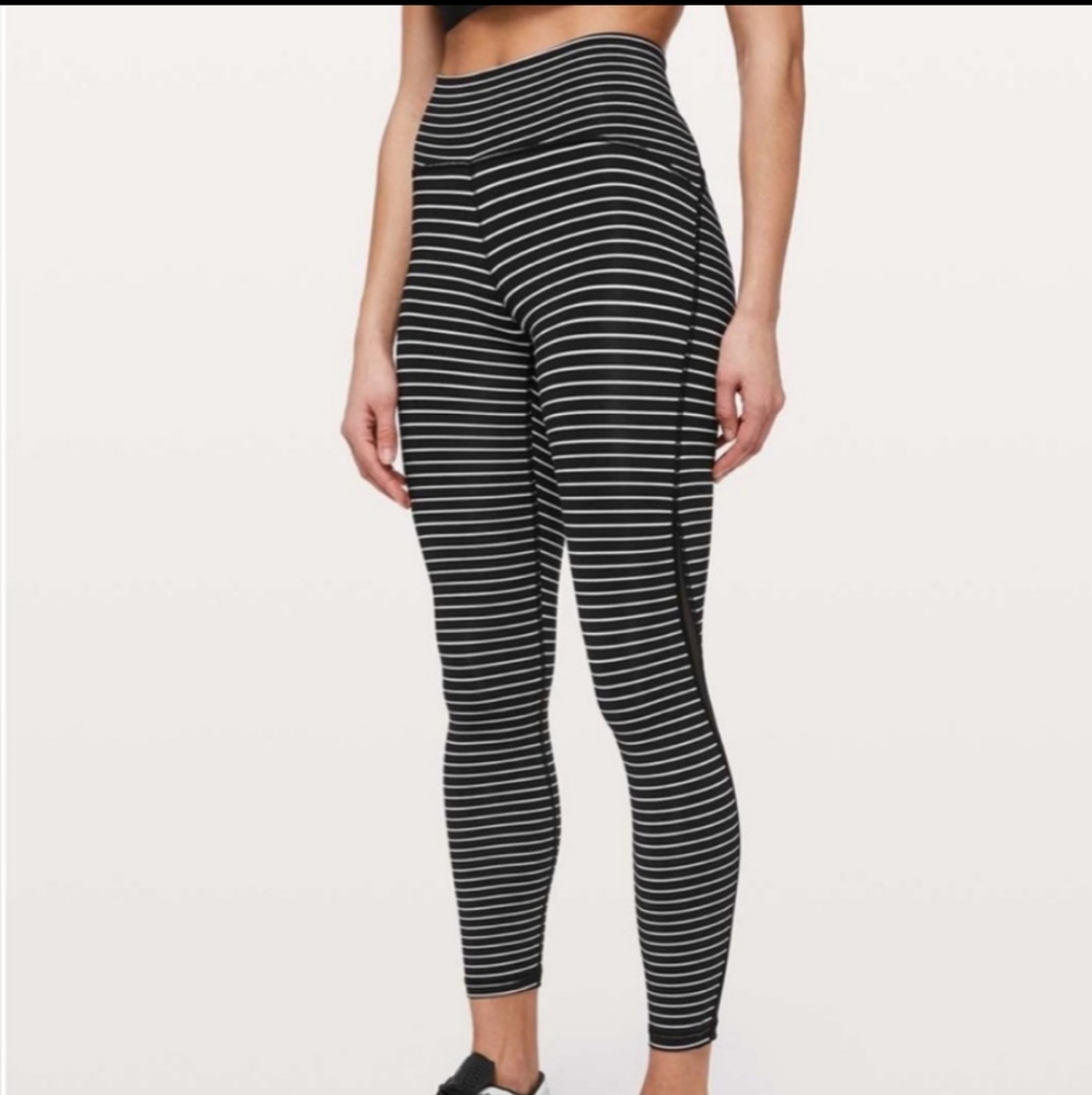 Lululemon train times black & white striped legg
